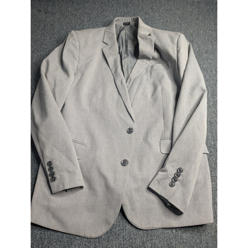 J. Ferrar Mens Slim Fit Blazer Light Gray Textured 2-Button Sport Coat 46 Reg